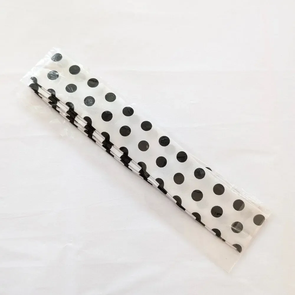 New retro white/black polka dot headband scarf / bag twilly